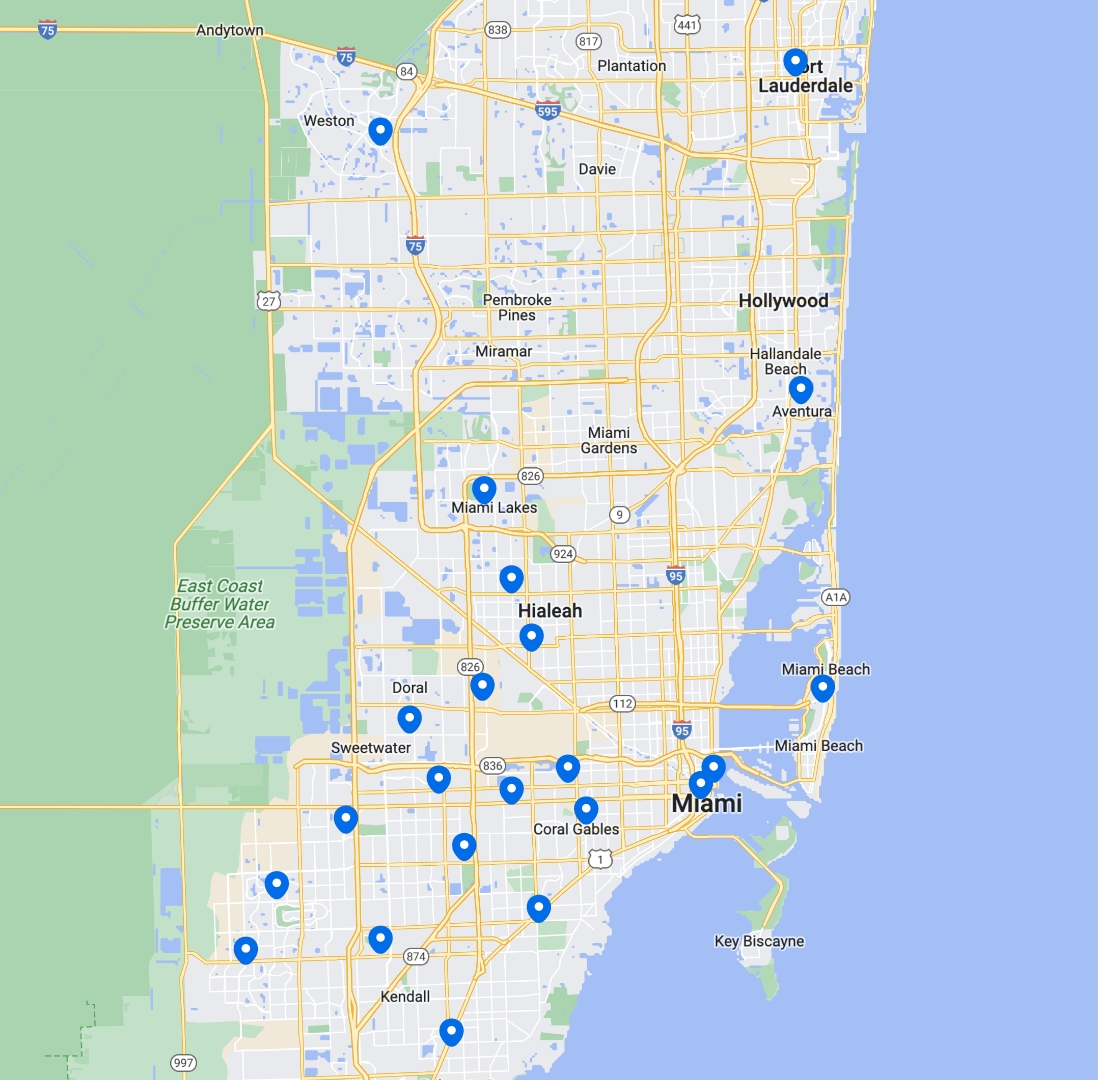 Map displaying Ocean Bank branch locations with a link to each branch and ATM locator.