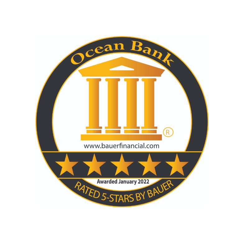 Ocean Bank está calificada con 5 estrellas por BauerFinancial